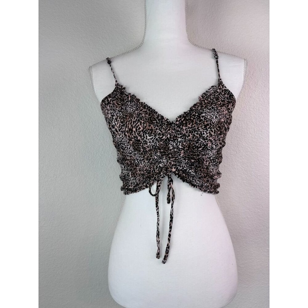 Urban Outfitters women's medium animal print cropped cami tank top v-neck